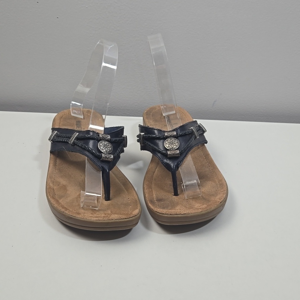 Minnetonka Navy Leather Sandals